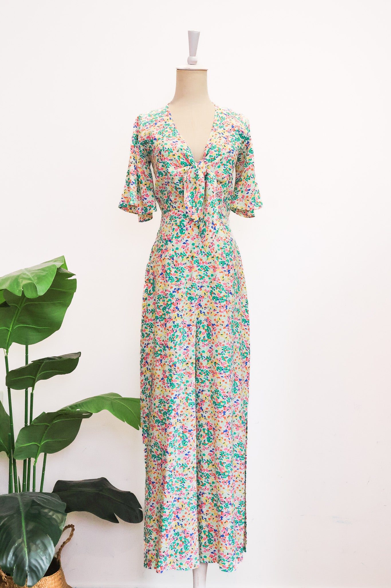 Rory Tie-Front Maxi Jumpsuit - Purple Ikat