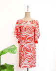 Carmela Flutter Sleeves Dress - Coral Delight
