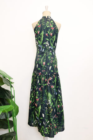 Lush Halter Maxi Dress - Navy Botanical