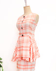 Ellen Peplum Skirt Set - Blush Gingham / Green Floral