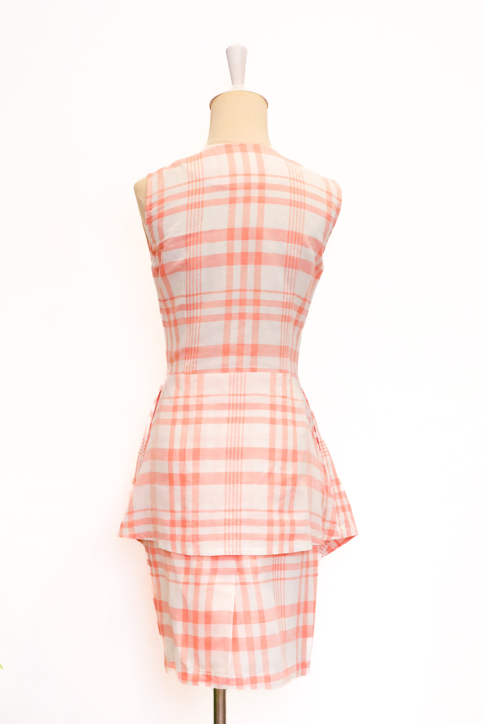 Ellen Peplum Skirt Set - Blush Gingham / Green Floral