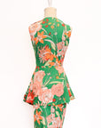 Ellen Peplum Skirt Set - Blush Gingham / Green Floral