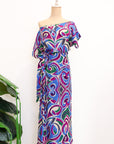 Helio Wrap Dress - Purple Abstract