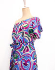 Helio Wrap Dress - Purple Abstract