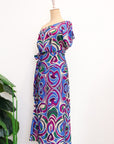 Helio Wrap Dress - Purple Abstract