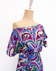 Helio Wrap Dress - Purple Abstract