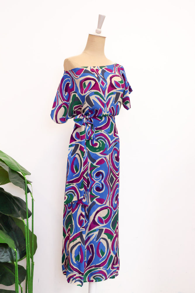 Helio Wrap Dress - Purple Abstract