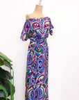 Helio Wrap Dress - Purple Abstract