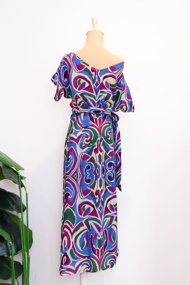 Helio Wrap Dress - Purple Abstract