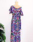 Helio Wrap Dress - Purple Abstract