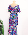 Helio Wrap Dress - Purple Abstract