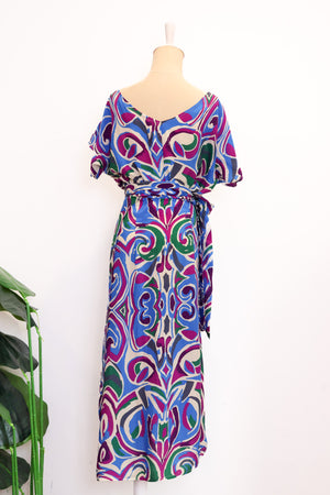 Helio Wrap Dress - Purple Abstract