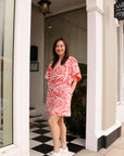 Carmela Flutter Sleeves Dress - Coral Delight