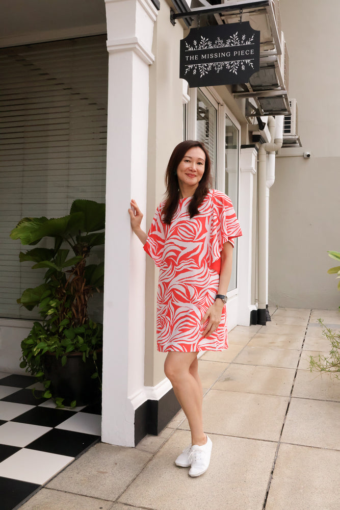 Carmela Flutter Sleeves Dress - Coral Delight