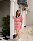 Carmela Flutter Sleeves Dress - Coral Delight