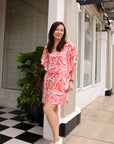 Carmela Flutter Sleeves Dress - Coral Delight