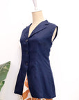Tate Linen Vest - Navy