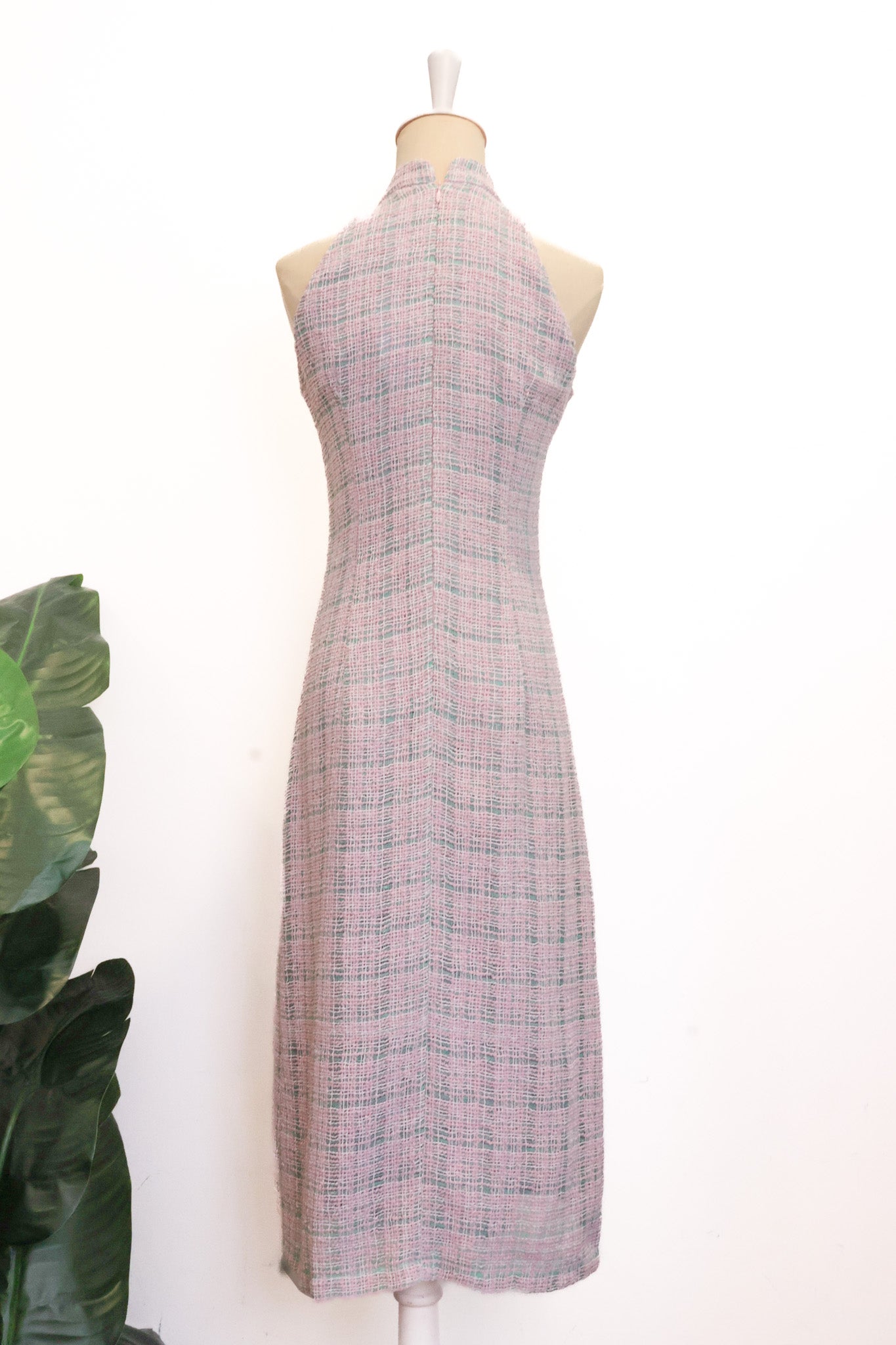 Chelsea Halter Tweed Cheongsam - Pastel