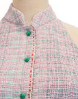 Chelsea Halter Tweed Cheongsam - Pastel