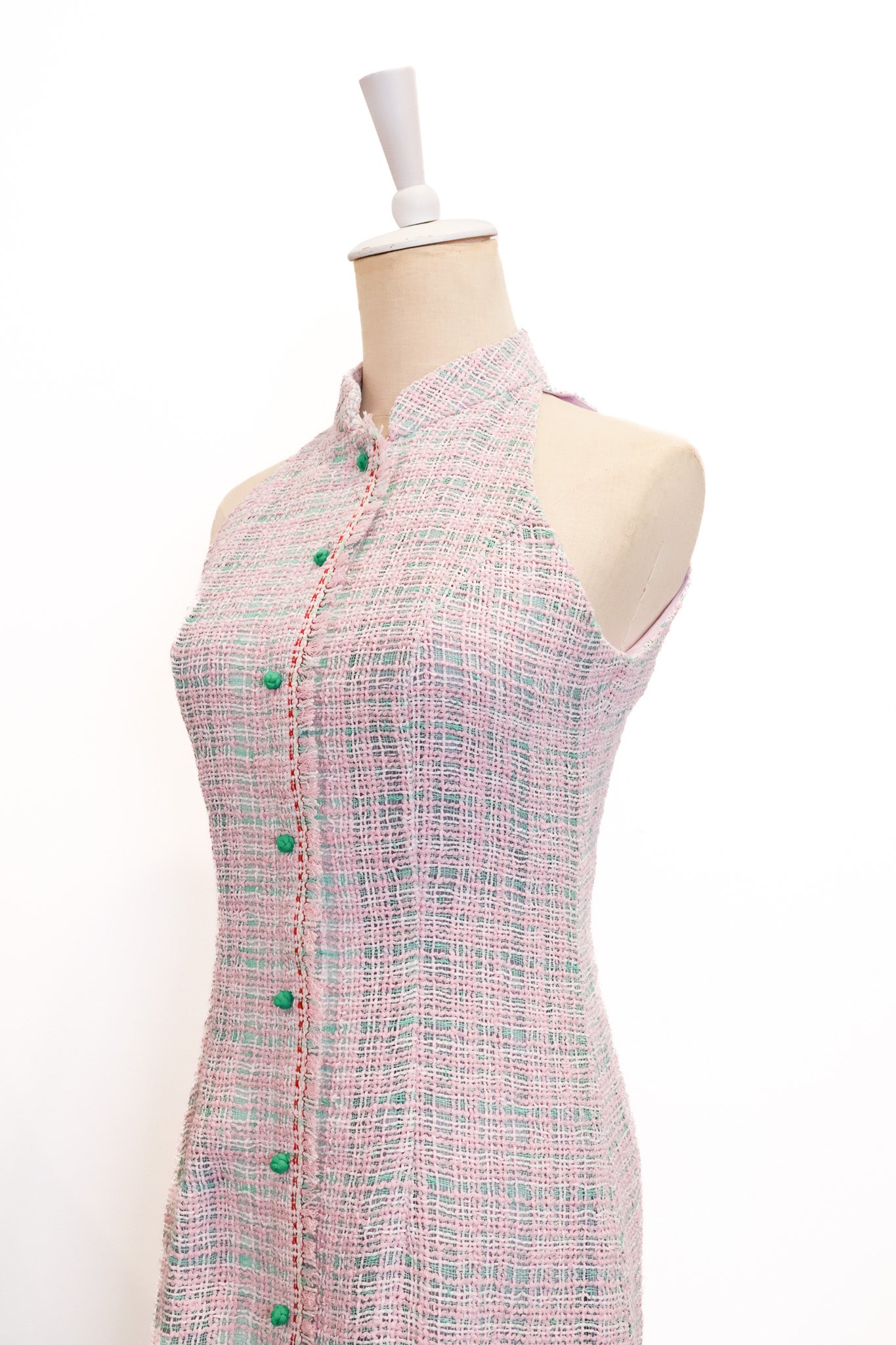 Chelsea Halter Tweed Cheongsam - Pastel