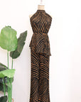 River Peplum Pants Set - Forest Swirl / Bengal Stripe