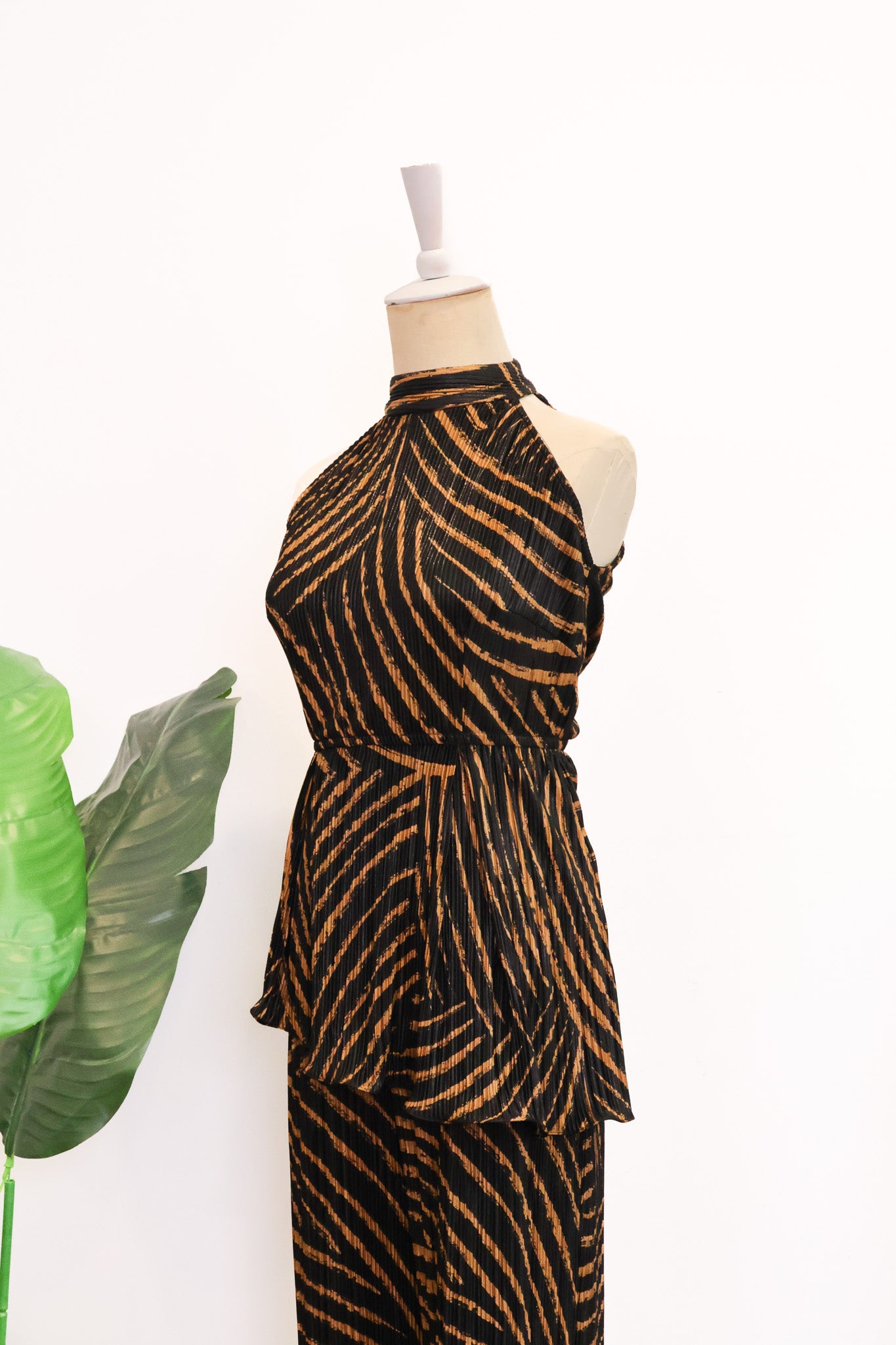 River Peplum Pants Set - Forest Swirl / Bengal Stripe