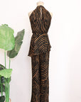 River Peplum Pants Set - Forest Swirl / Bengal Stripe