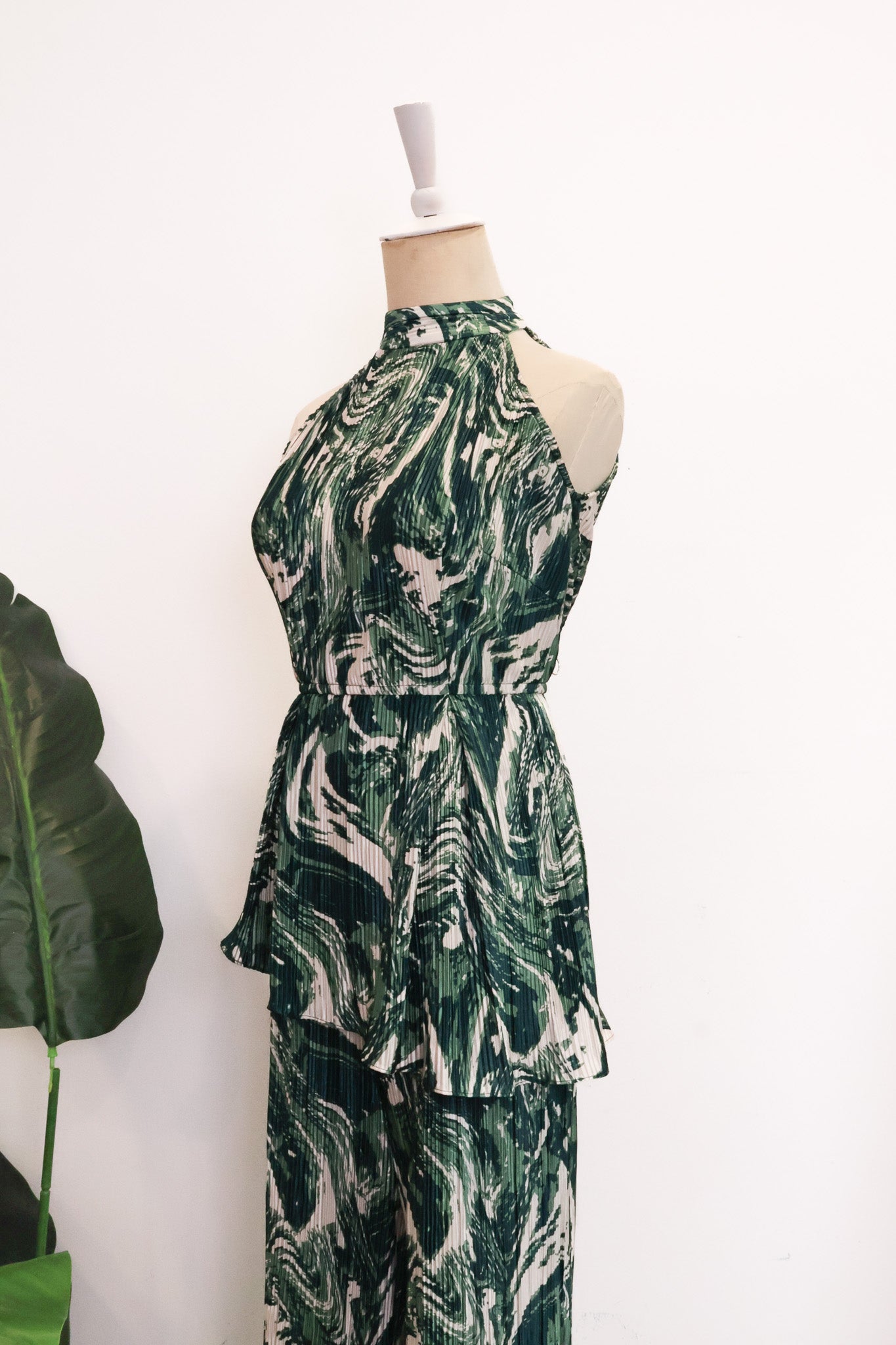 River Peplum Pants Set - Forest Swirl / Bengal Stripe