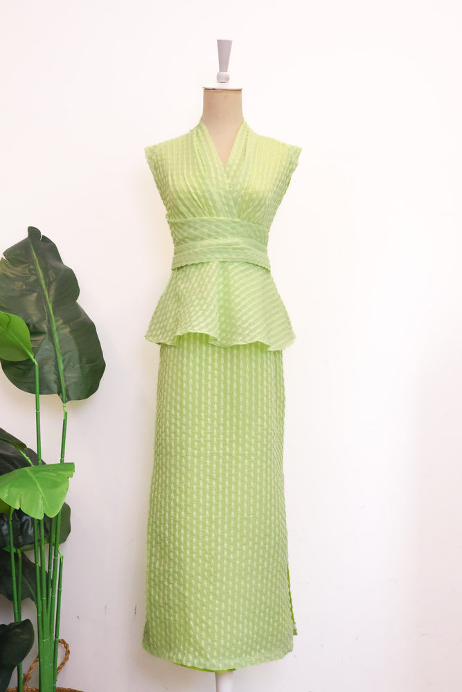 Viola Textured Maxi Skirt Set - Lime / White