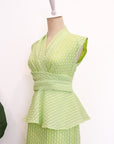Viola Textured Maxi Skirt Set - Lime / White
