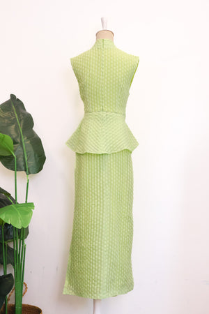 Viola Textured Maxi Skirt Set - Lime / White