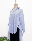 Mia Tie-Back Shirt - Blue Weave / White