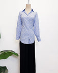 Mia Tie-Back Shirt - Blue Weave / White