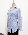 Mia Tie-Back Shirt - Blue Weave / White