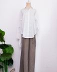 Mia Tie-Back Shirt - Blue Weave / White