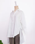 Mia Tie-Back Shirt - Blue Weave / White