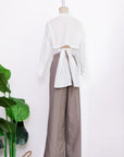 Mia Tie-Back Shirt - Blue Weave / White