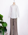 Mia Tie-Back Shirt - Blue Weave / White
