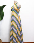 Rhea Halter Maxi Dress - Green-Yellow Paint Strokes / Pink-Yellow Paint Strokes