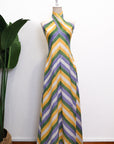 Rhea Halter Maxi Dress - Green-Yellow Paint Strokes / Pink-Yellow Paint Strokes