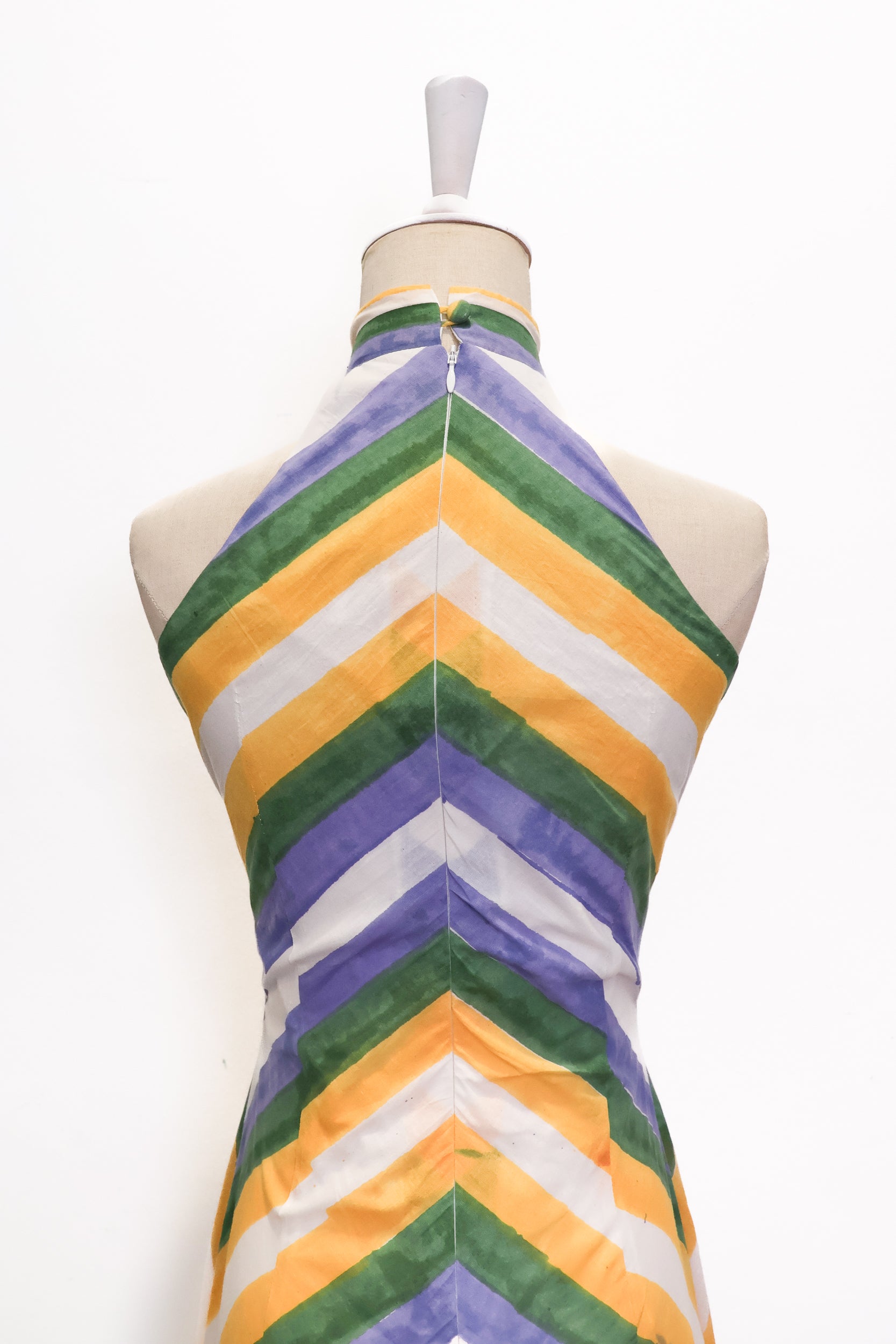 Rhea Halter Maxi Dress - Green-Yellow Paint Strokes / Pink-Yellow Paint Strokes