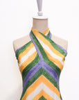 Rhea Halter Maxi Dress - Green-Yellow Paint Strokes / Pink-Yellow Paint Strokes