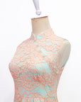 Signature Lace Cheongsam (Knee Length) - Peach ( Pre-order )