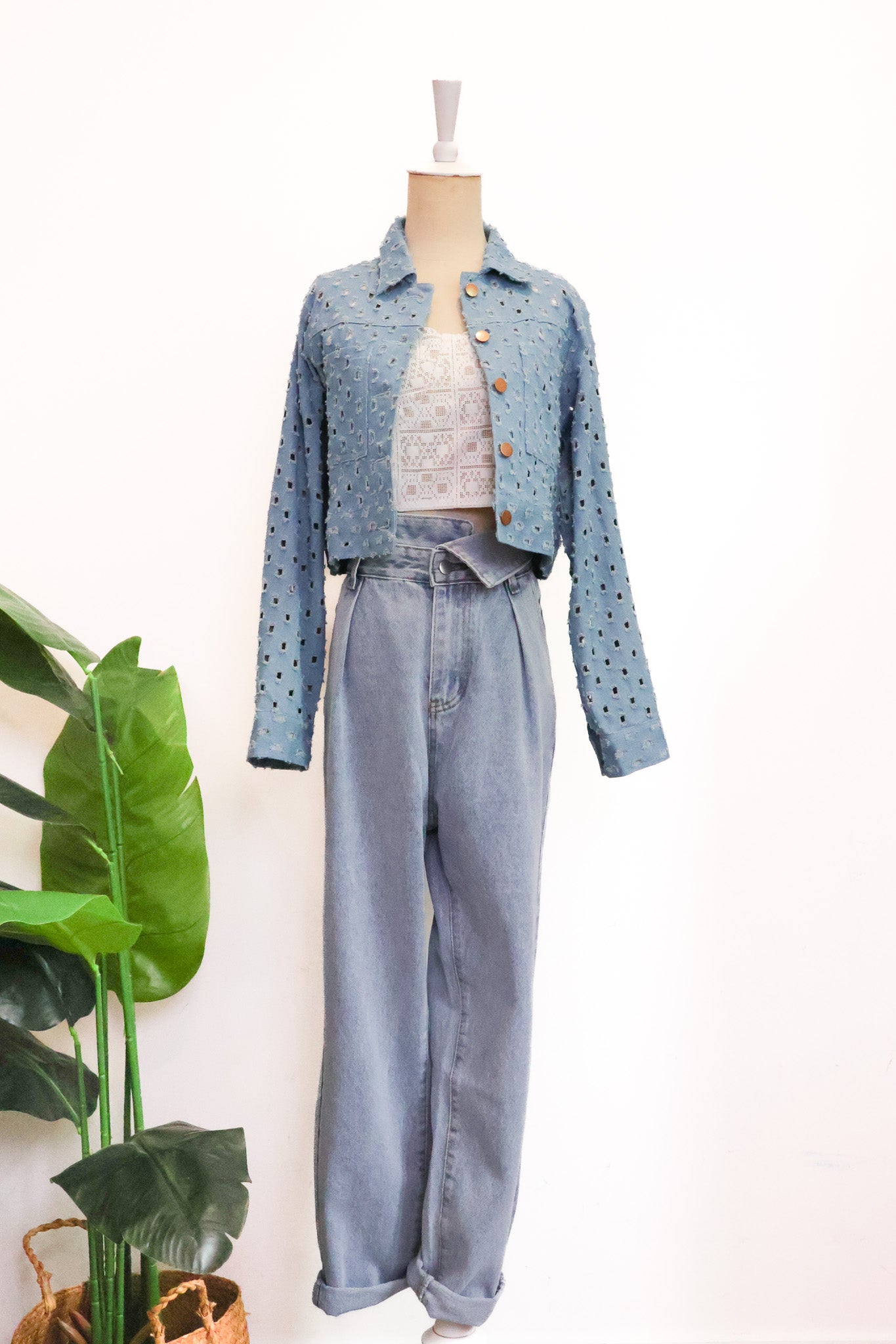 Darcy Denim Jacket - Blue/White
