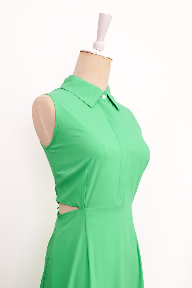 Elora Convertible Cut-Out Shirt Dress - Mint Daisy / Emerald