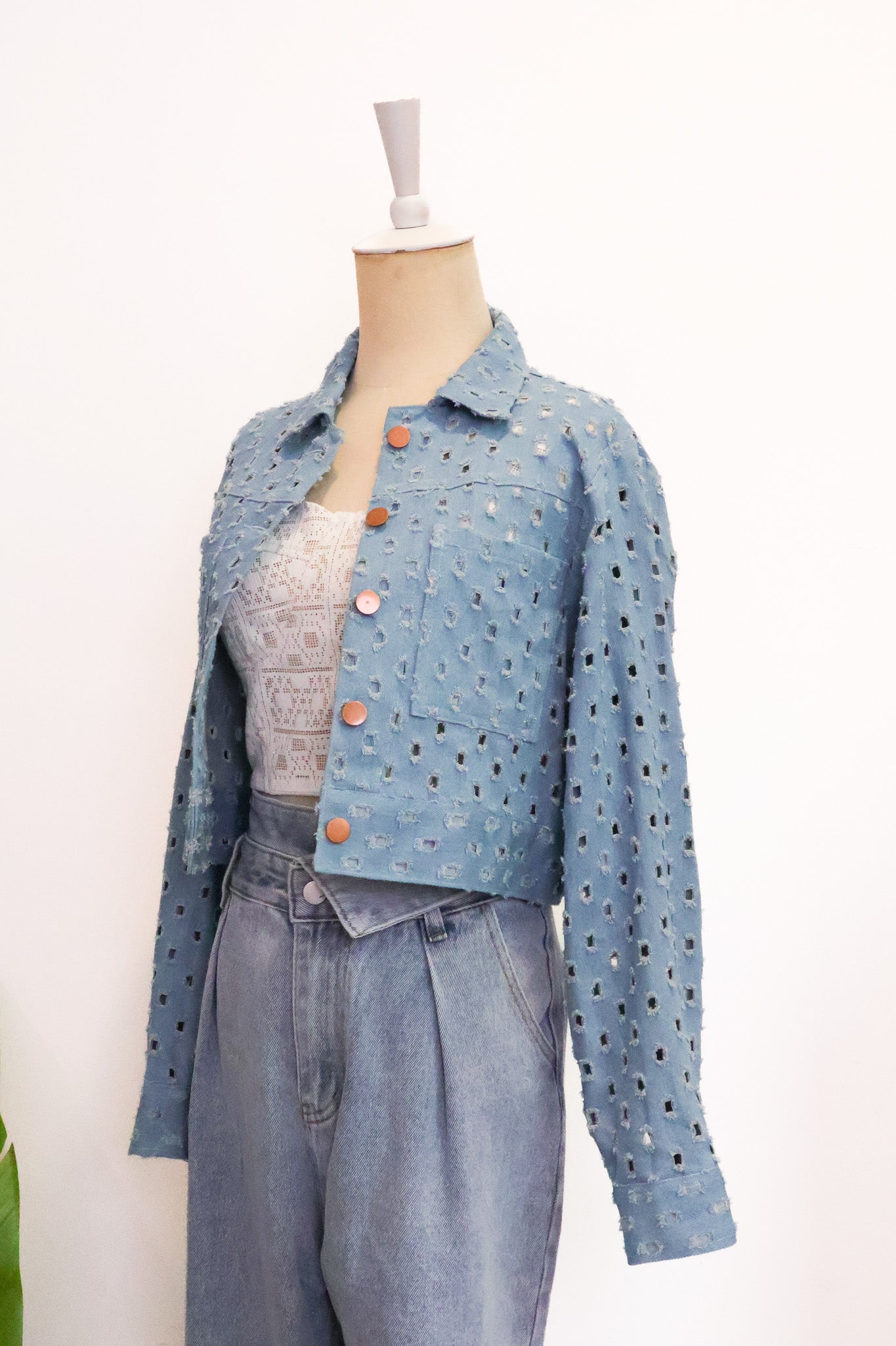Darcy Denim Jacket - Blue/White