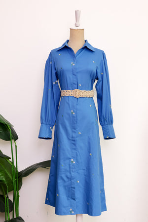 Forget-Me-Not Embroidered Shirt Dress