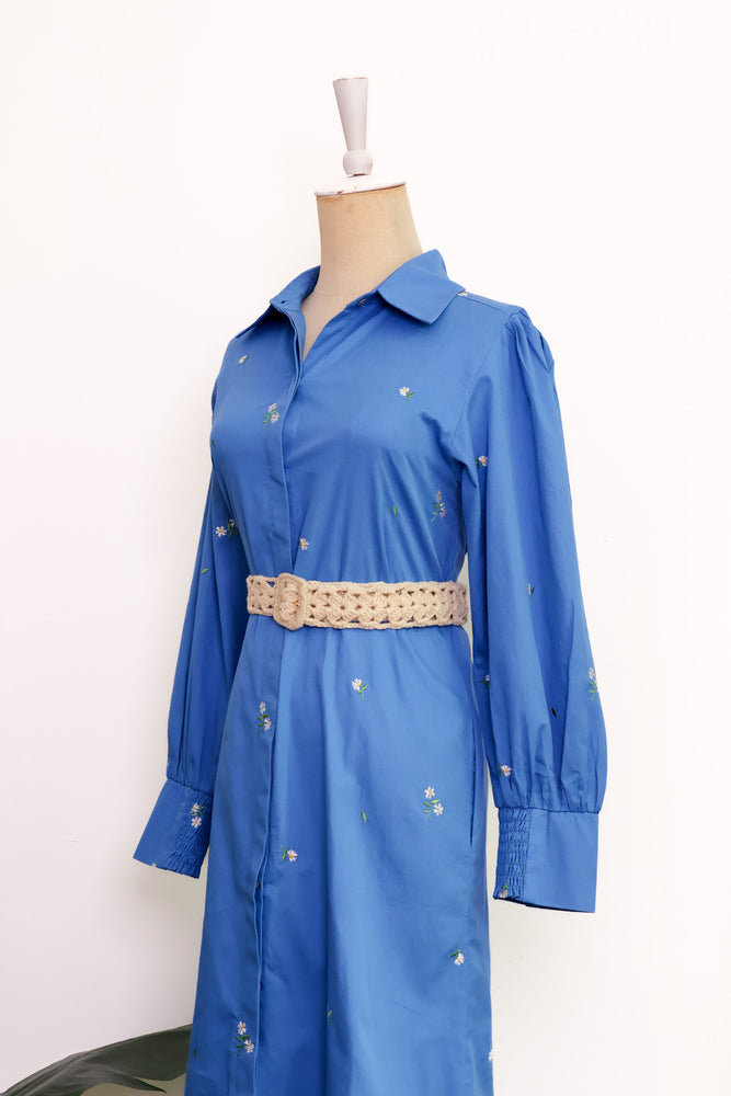 Forget-Me-Not Embroidered Shirt Dress