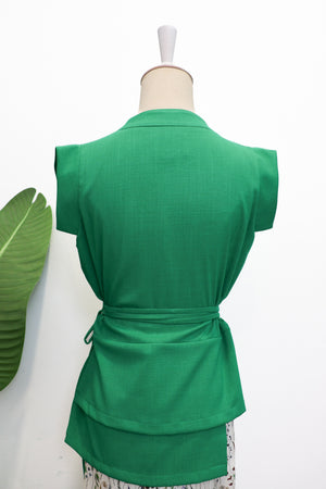 Athena Wrap Top - Emerald / Off-White (Pre-order)