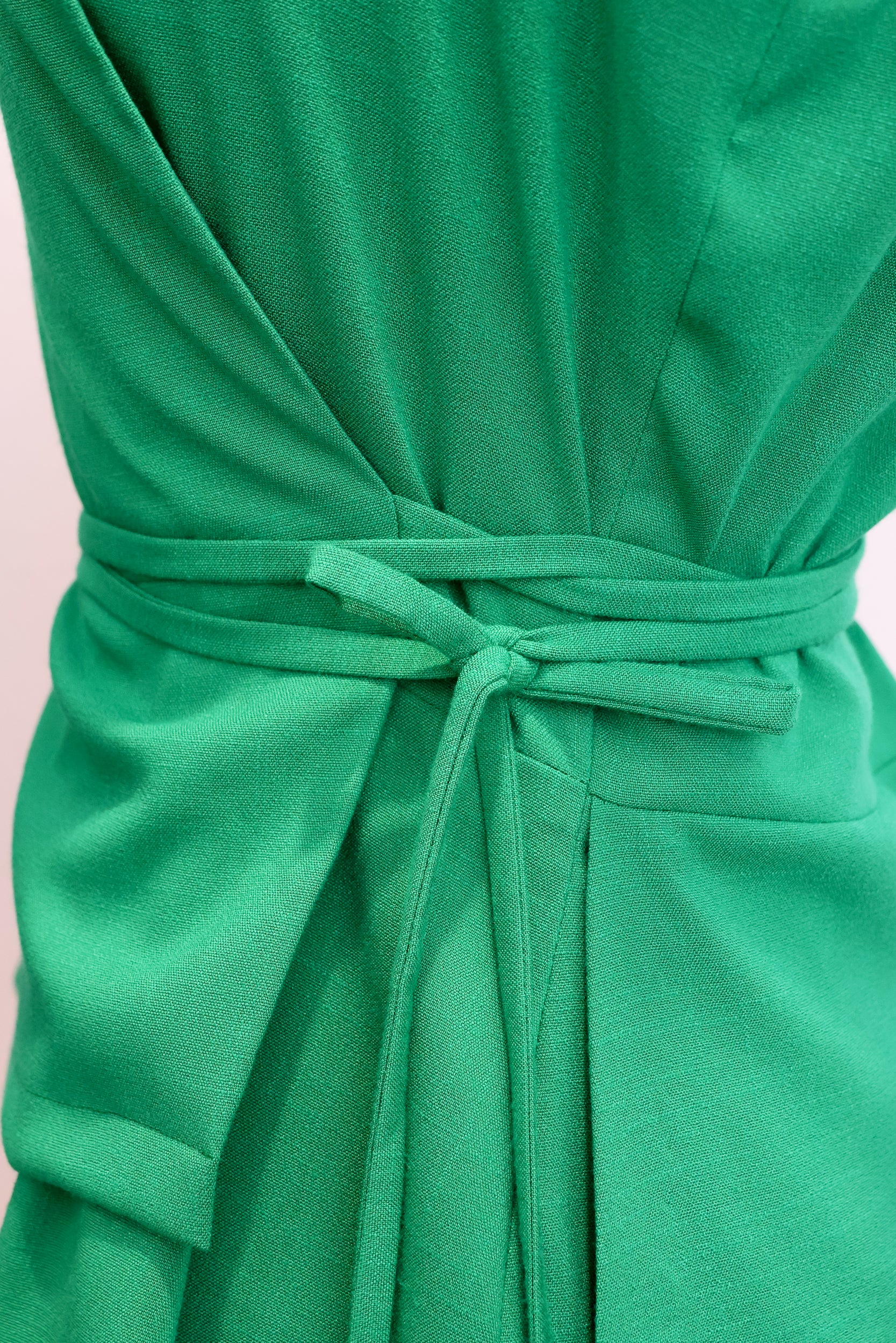 Athena Wrap Top - Emerald / Off-White
